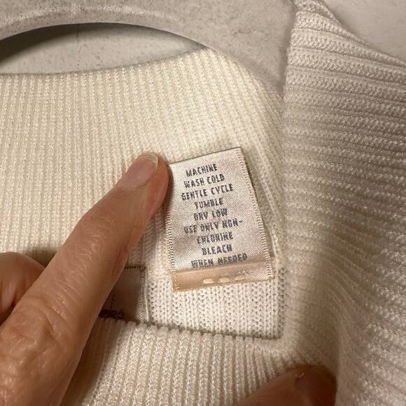 NWT Studio Works Cream Ribbed Mock Neck Short Sleeve Blouse Women's XL - Picture 5 of 5